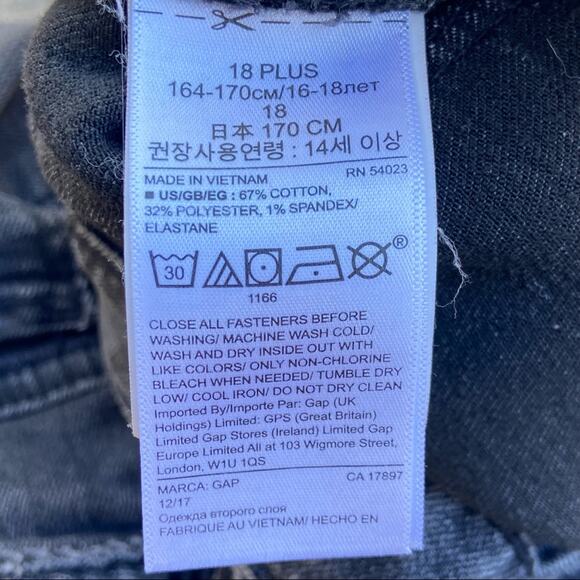 Gap Kids Black Wash Super Skinny Jeans Adjustable Waistband Size 18 Plus - Picture 8 of 10